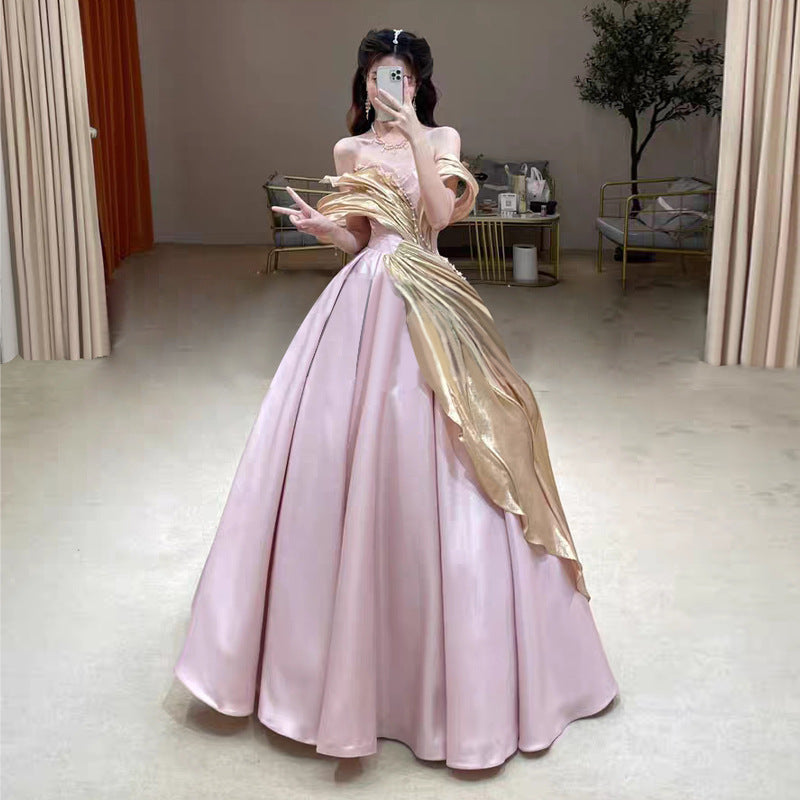 Light Purple Pink French Evening Dress Princess Dress 2024 Fashion Elegant Graceful Dress Adult Ceremony Birthday Pettiskirt