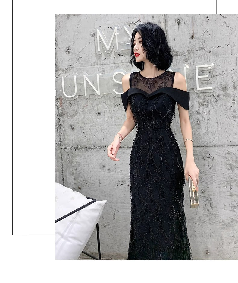 Black Dress for Women 2024 New High-End Affordable Luxury Elegant High-Grade Socialite Host Banquet Evening Dress Dress