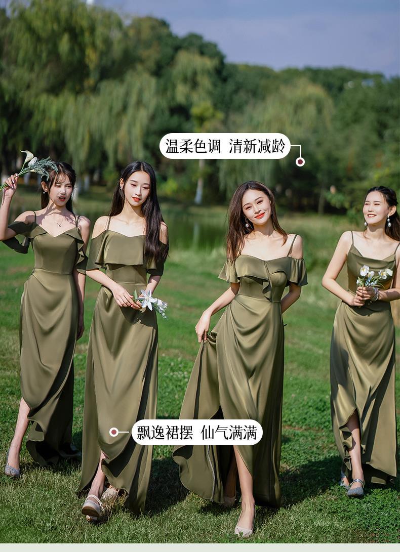 Bridesmaid Dress Girlfriends Group2023Summer New Satin Long Bridesmaid Dress for Sisters Graceful Mori Ladies Banquet