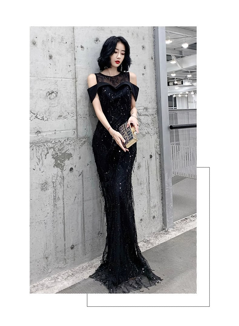 Black Dress for Women 2024 New High-End Affordable Luxury Elegant High-Grade Socialite Host Banquet Evening Dress Dress