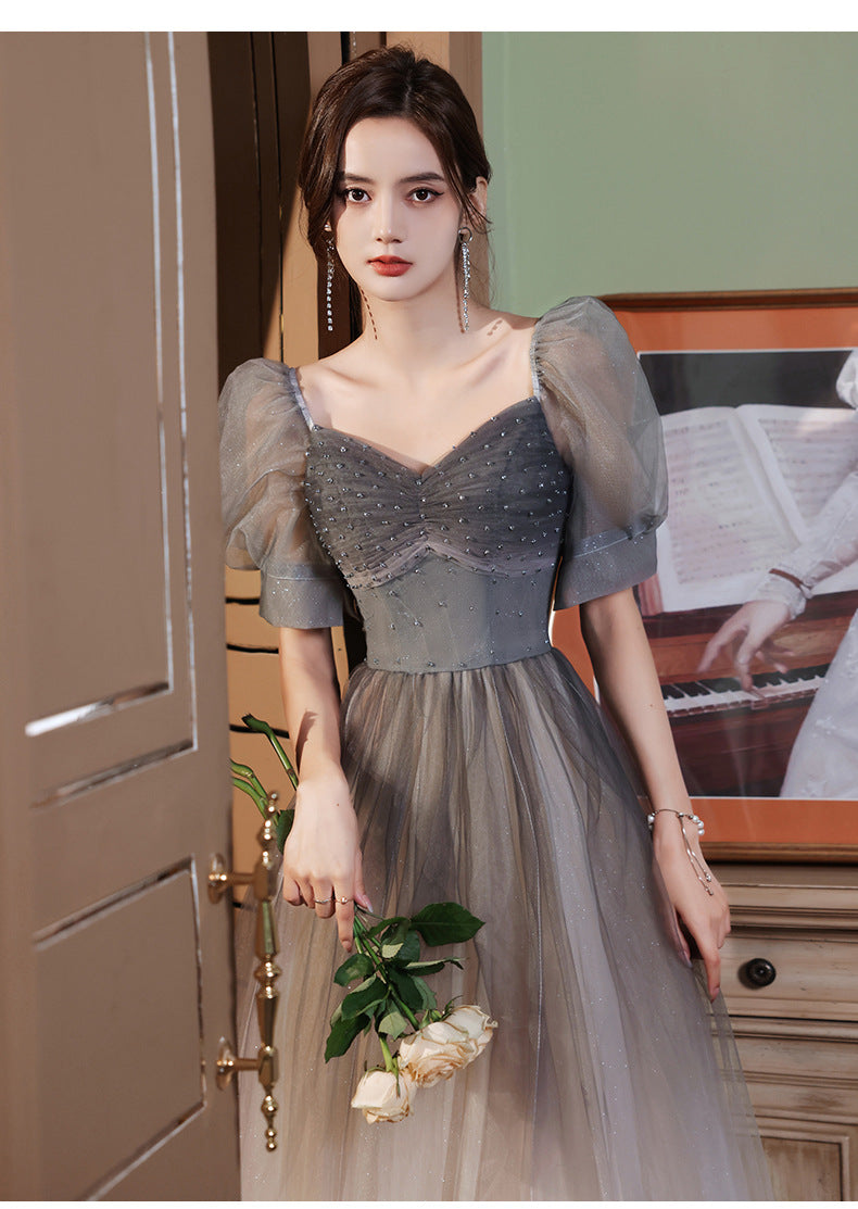 French Evening Dress for Women Light Luxury Minority High-End Banquet Elegant Art Exam High Sense Adult Formal Dress Dress Summer