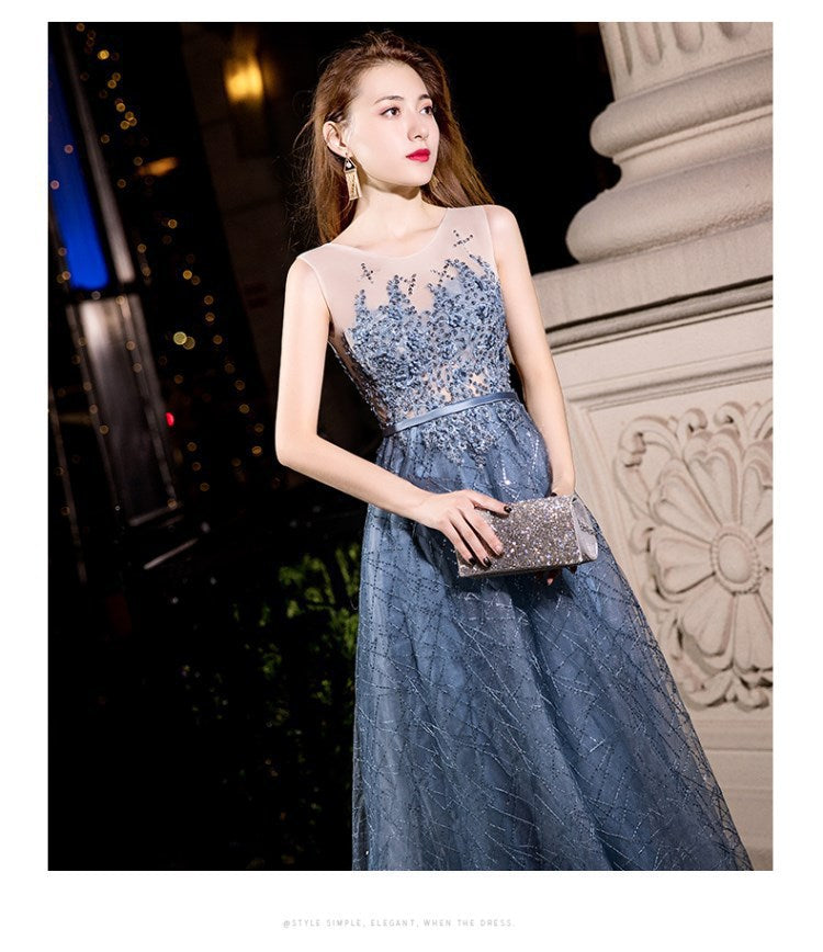Elegant Evening Dress Women's 2024 Autumn New Annual Meeting Dignified Generous Long Slimming Host Banquet Evening Dress