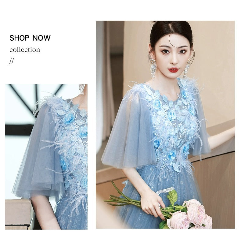 Blue Evening Dress High-End Affordable Luxury Niche Fairy 2024 New High Sense Dinner French Host Long