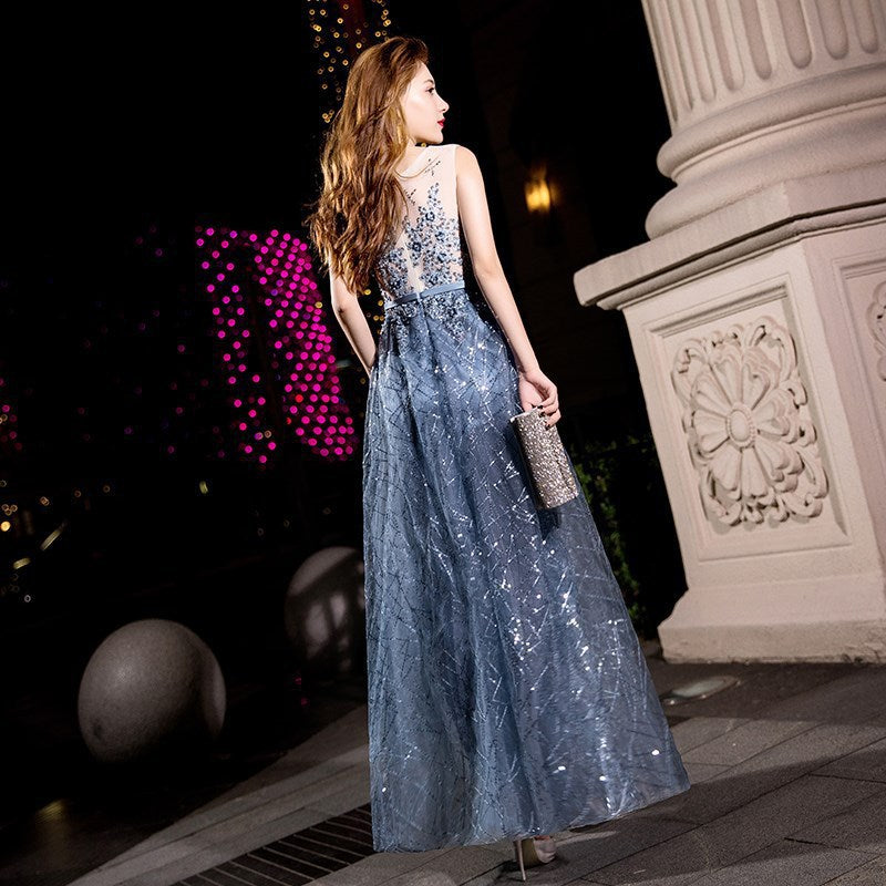 Elegant Evening Dress Women's 2024 Autumn New Annual Meeting Dignified Generous Long Slimming Host Banquet Evening Dress