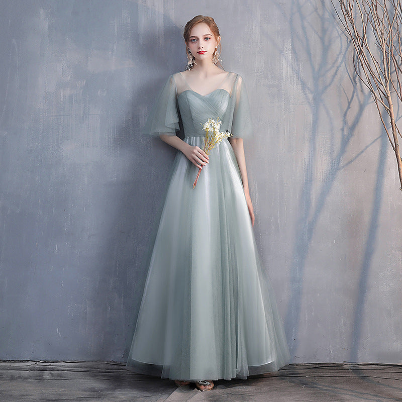 Bridesmaid Dress 2024 New Spring Mori Fairy Bridesmaid Ladybro Dress Dress Long Slim-Fit Banquet Evening Dress for Women