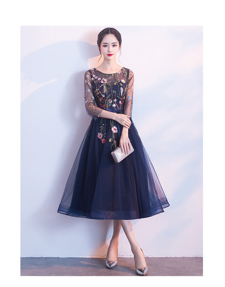 Banquet Evening Dress 040 New Fashion Elegant Dress for Women Small Dress Dress for Women Mid-Length Evening Dress