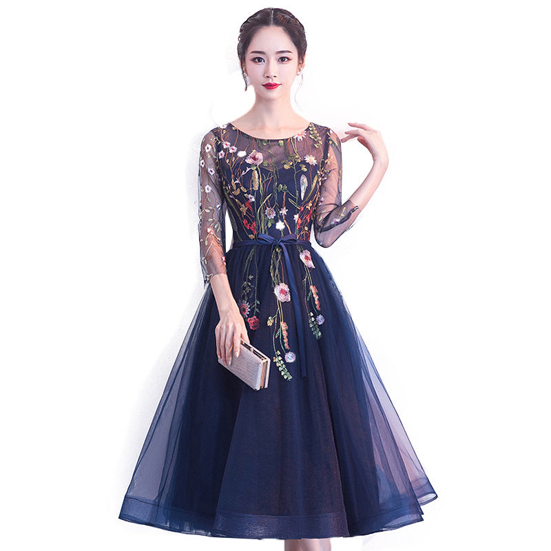 Banquet Evening Dress 040 New Fashion Elegant Dress for Women Small Dress Dress for Women Mid-Length Evening Dress