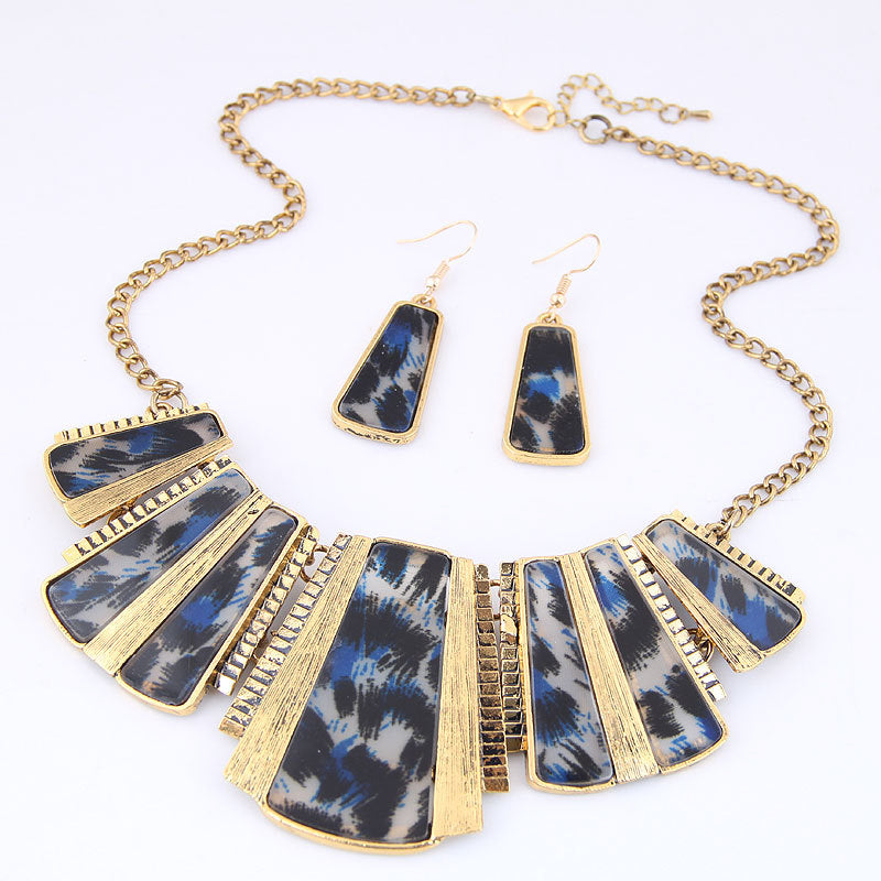 Necklace Jewelry Ornament Ethnic Style Vintage Gemstone Beads Jewelry 2 Pieces Set Earrings H820930