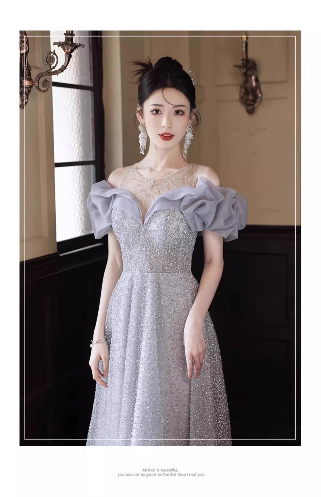 Banquet Evening Dress 2024 New High-Grade Birthday Vocal Music Art Test Host Dress Bride Engagement Dress