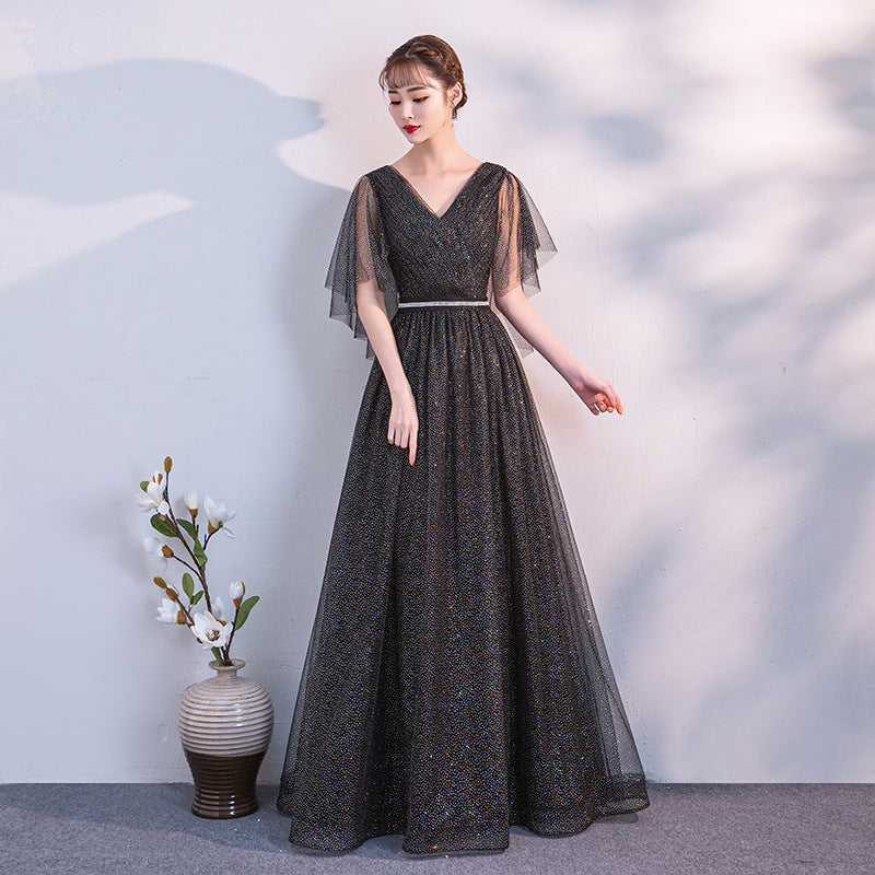 Chorus Dress 2024 New Mesh Elegant Long Banquet Dress Host Annual Meeting Chorus Costume Women