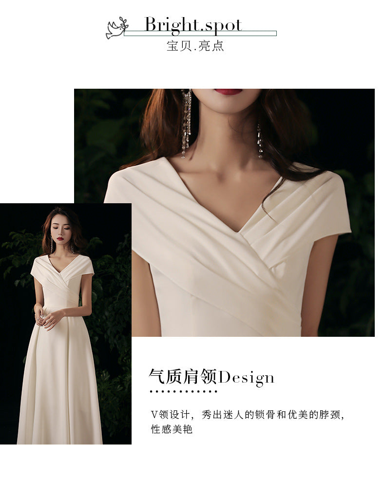 White Elegant Socialite Little Evening Dress Dress Female Registration Certificate Daily Style Birthday Banquet French Dress