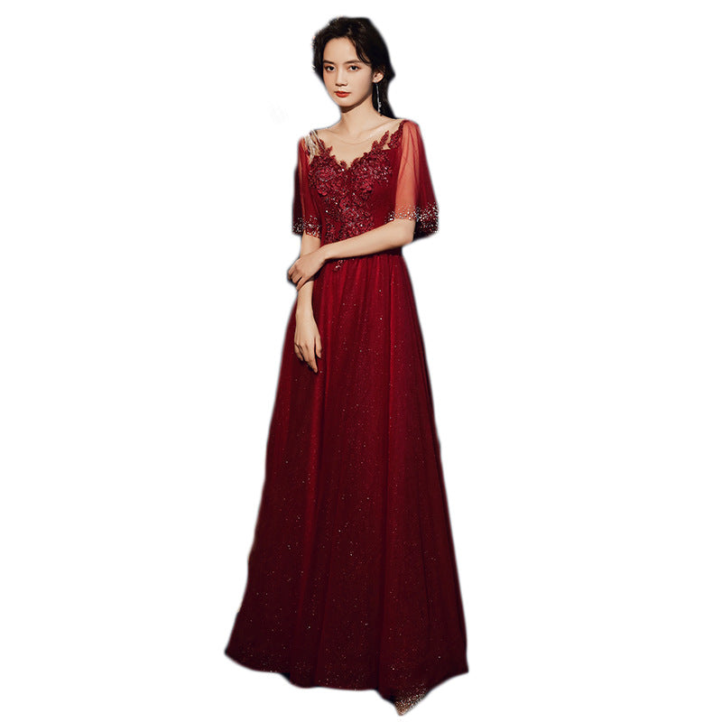 TOAST Clothing Bride 2024 New Autumn Red, Long Marriage Engagement Slimming Bridal Evening Dress Women's Jumpsuit