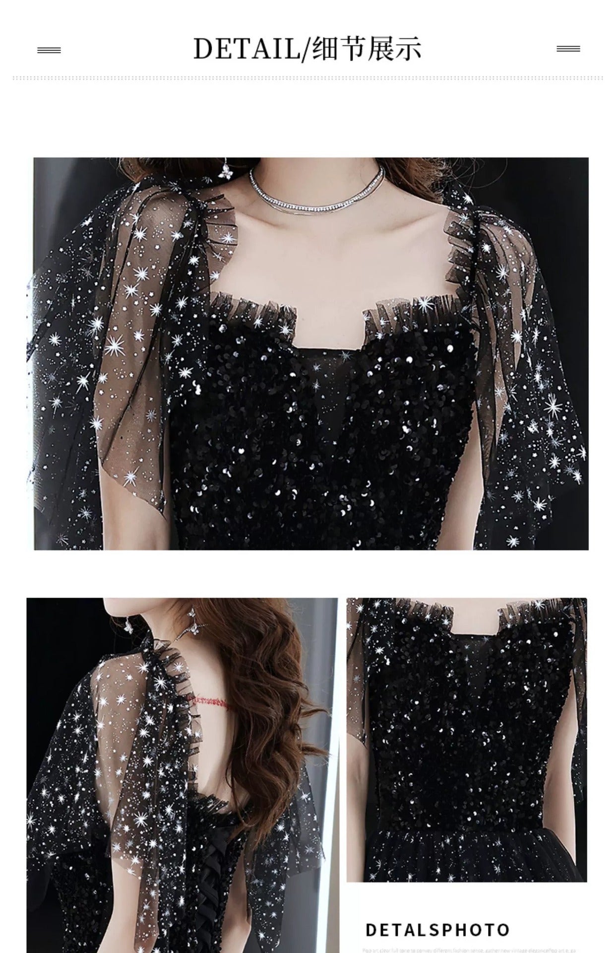 Black Evening Dress Women's High Sense Host Banquet 2024 New Autumn High-End Temperament Light Luxury Minority