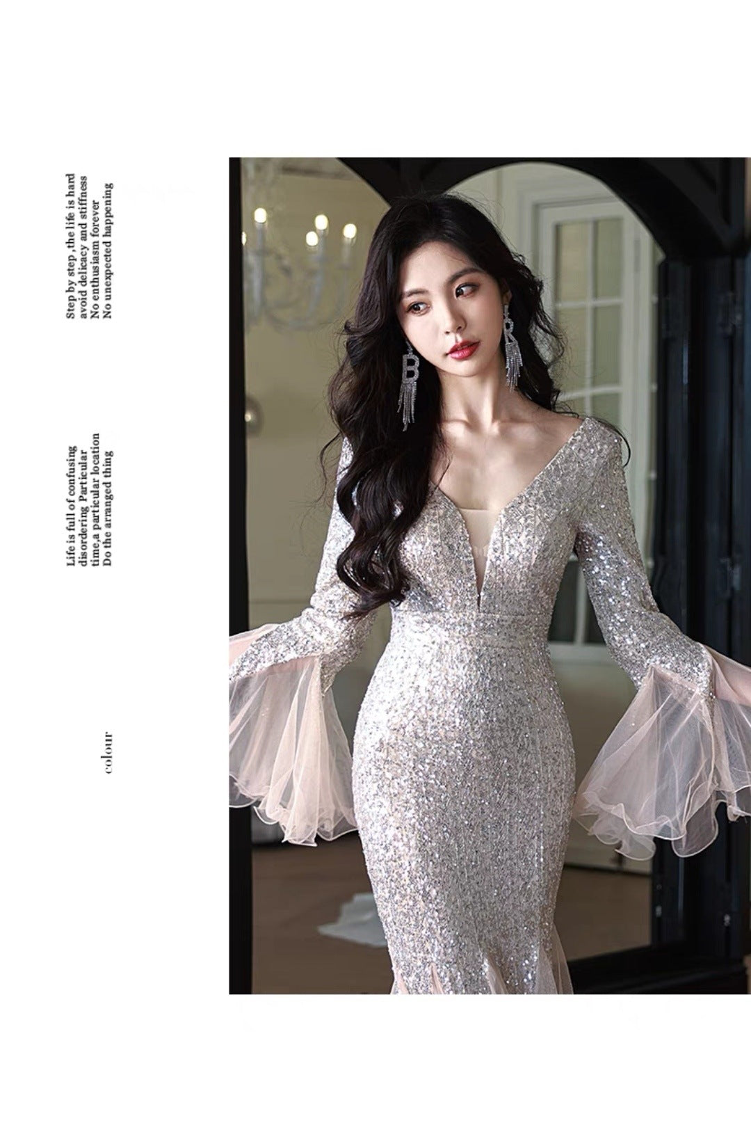 Silver Heavy Industry Evening Dress for Women 2024 New Ladies Banquet Temperament Annual Meeting Host Sexy Fishtail High Sense