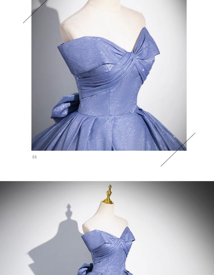 Blue Gradient Evening Dress 2024 New High Sense Host Solo Vocal Music Art Test Fairy Tube Top Dress