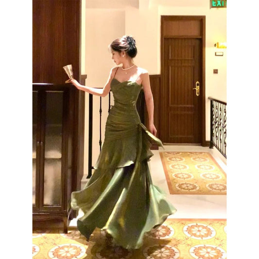 Mermaid Adult Ceremony Dress Light Luxury Minority High-End Sling Dress Female 2024 Summer New Skirt Fashion