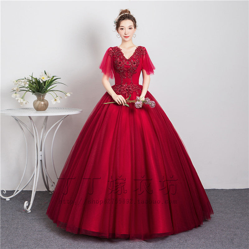 Colored Mesh 2024 New Bubble Skirt Vocal Music Student Art Exam Dress Female Long Bel Canto Solo Performance Costume Host