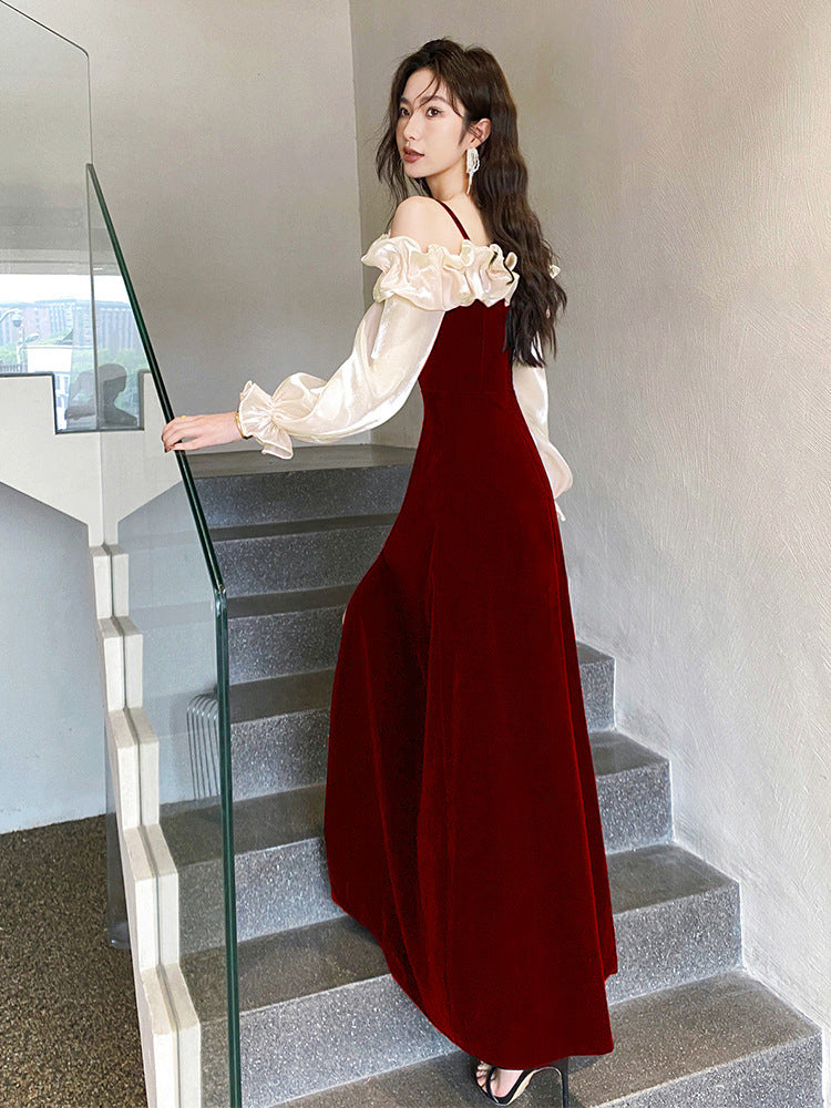 Dress For Ball Gown Evening Dresses Flower Banquet Red Evening Dress H2112