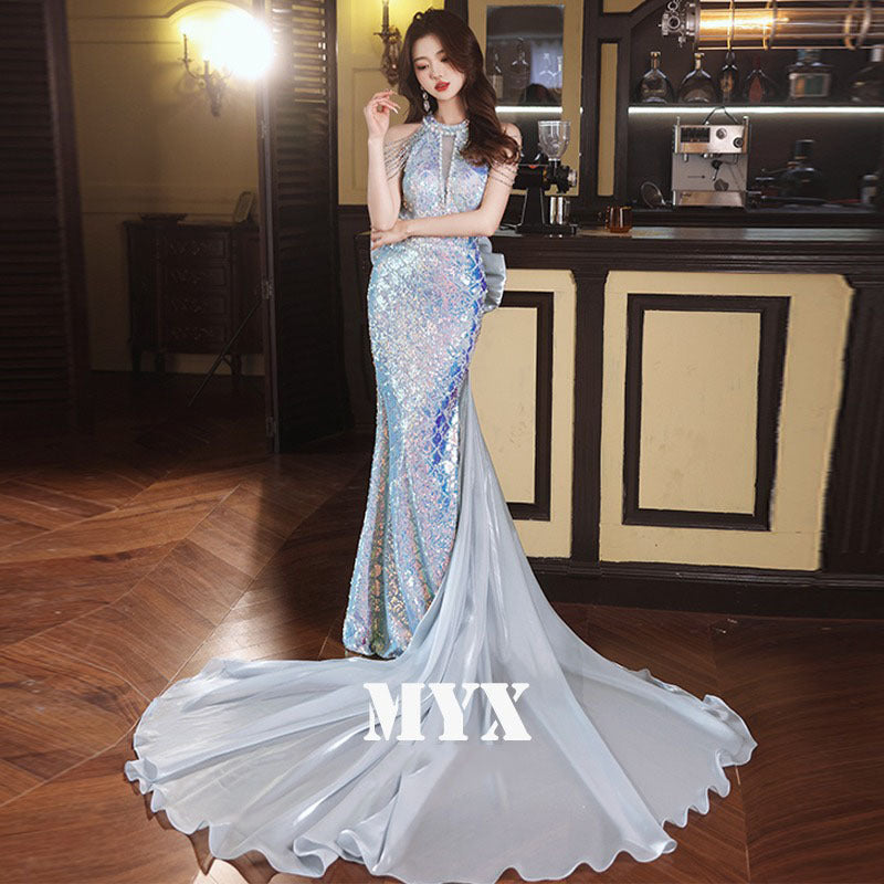 Evening Dresses Fishtail Dress Women's High-End Luxury Big Brand High-End Temperament Banquet Trailing Wedding Dress High-Grade Halter H82933