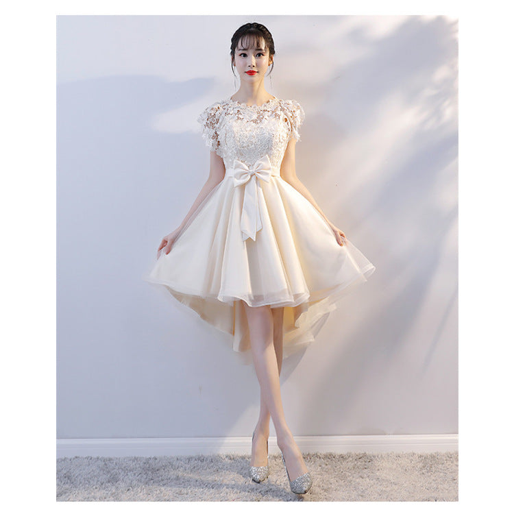 2024 New High Waist Toast Dress Bridal Wedding Dress Bridesmaid Wedding Dress Large Swing Belly Covering Lace Dress Long Dress