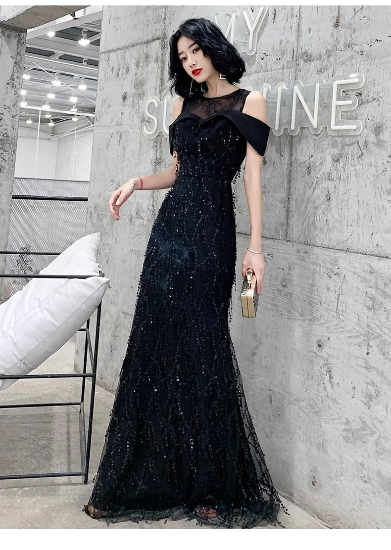 Black Dress for Women 2024 New High-End Affordable Luxury Elegant High-Grade Socialite Host Banquet Evening Dress Dress