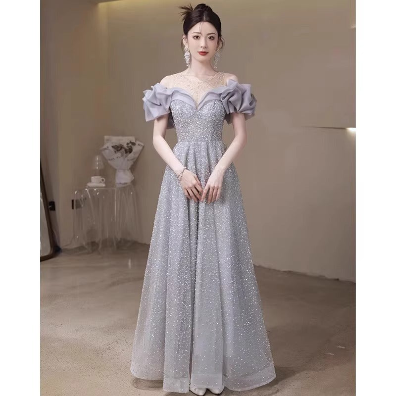 Banquet Evening Dress 2024 New High-Grade Birthday Vocal Music Art Test Host Dress Bride Engagement Dress