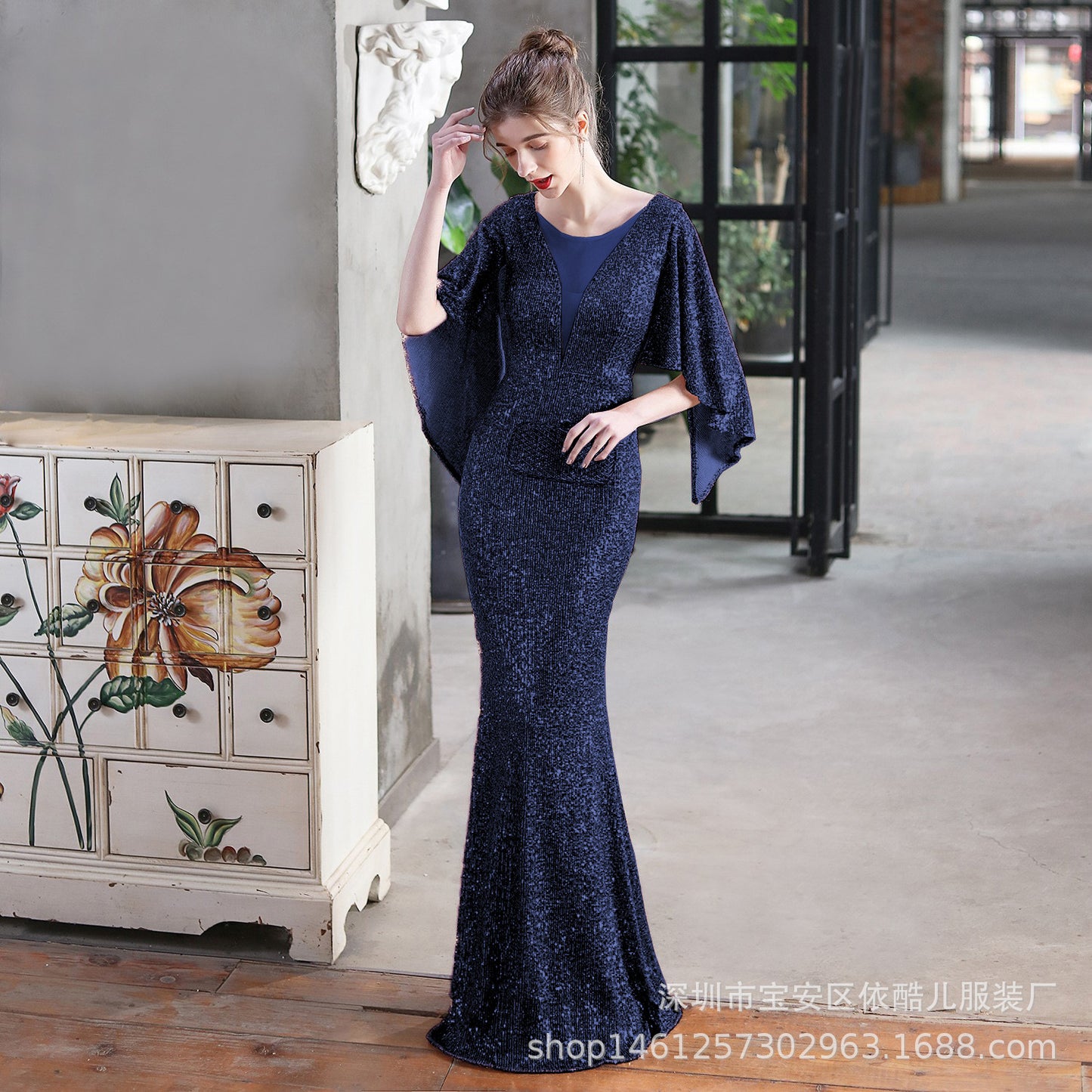 Shiny Evening Dress for Women Banquet Temperament High-End Affordable Luxury Niche High-Grade Sequined French Annual Meeting Host