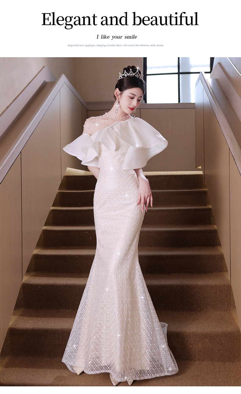 Evening Dress for Women Light Luxury Minority High-End High-Grade Host French Fishtail Heavy Industry Party Elegant