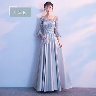 Long Bridesmaid Dress 2024 New Spring and Summer Korean Style Slim Fit Slimming Sisters Group Dress Performance Graduation Dress for Women