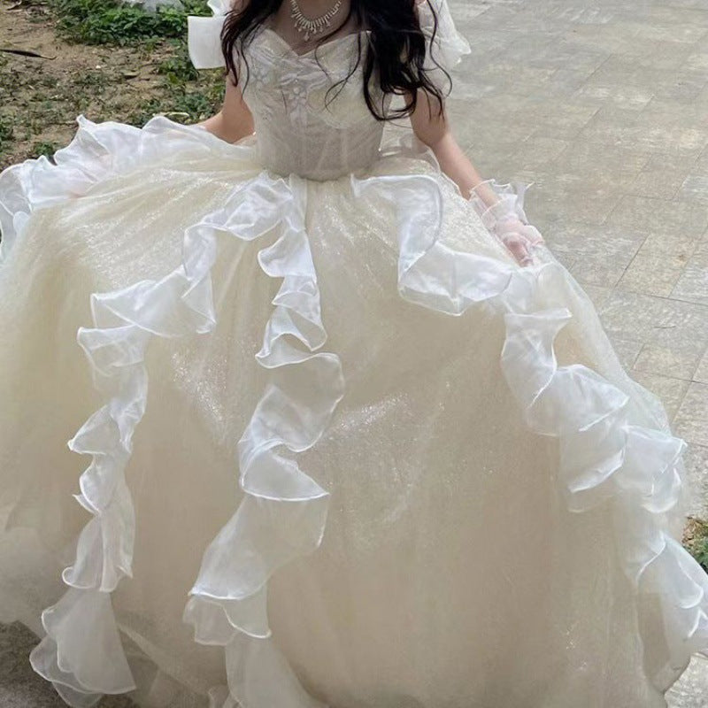 Princess Escape Evening Dress High-End Affordable Luxury 2024 New Fairy Host Pettiskirt Vocal Music Art Test Adult Ceremony
