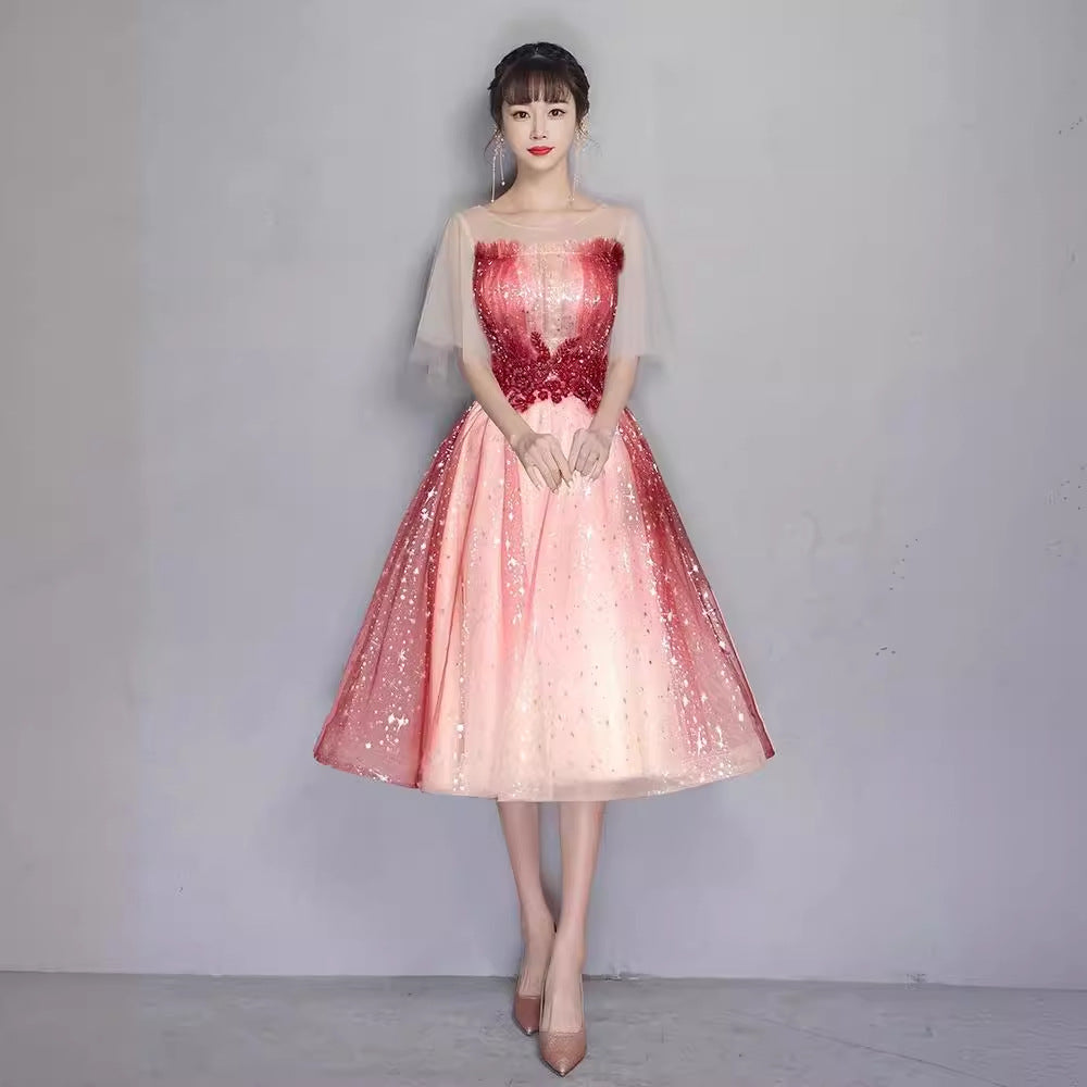 Starry Sky Dress Women's Light Luxury Minority High-End High-Grade Student Host Performance Banquet Adult Flash 2024 Banquet