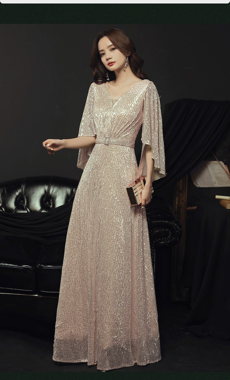 Banquet Evening Dress 2023 New Spring Elegant Golden Socialite Dress Long Host Annual Meeting Dinner Dress