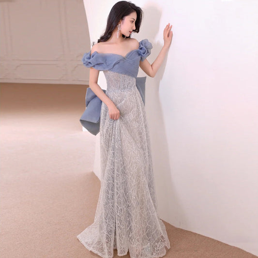 2024 Evening Dress Niche High-End off-Shoulder Ladies Banquet Super Fairy Engagement Princess Dress Bridal Toast Dress