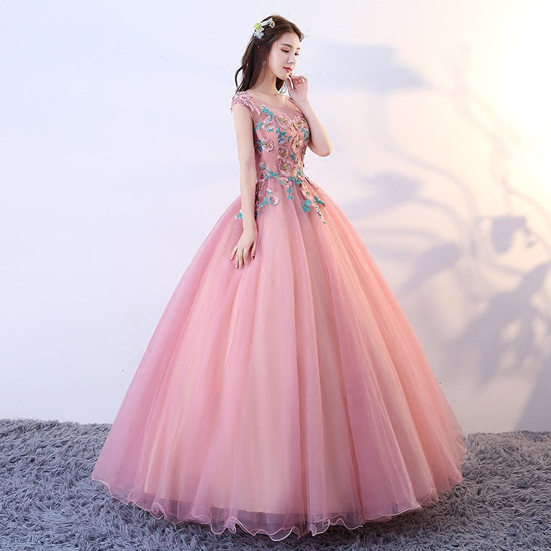 2024 New Colorful Wedding Dress Solo Performance Costume Pettiskirt Vocal Chorus Art Examination Host Dress for Women