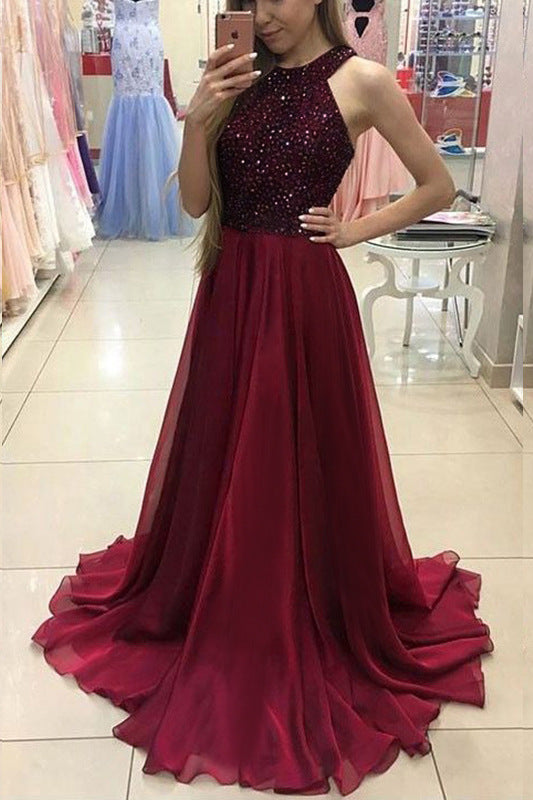 Foreign trade ebaywish hot sale AliExpress sexy sleepveless long dress wedding dress evening gown bridesmaid dress New