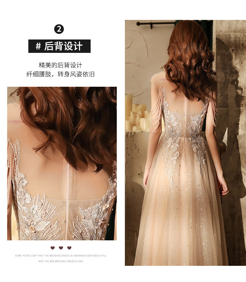 Shoulder Tassel Evening Dress 2024 New Banquet Long Elegant Sexy Socialite Dignified Annual Meeting Host Dress