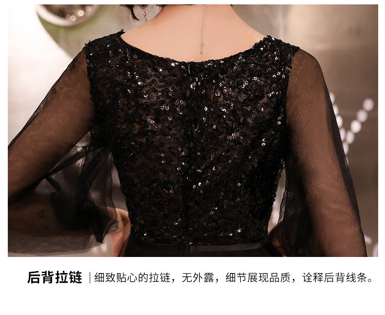 Banquet Evening Dress for Women 2024 Summer New Elegant Elegant Black Temperament Queen Choir Costumes Long Dress