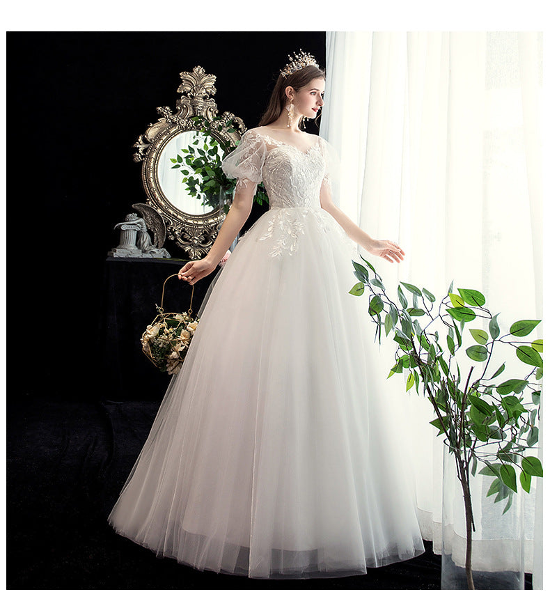 Wedding Dress 2024 New Korean Style Slim Fit Bridal Wedding Dress plus Size Lace Photo Studio Wedding Small H26