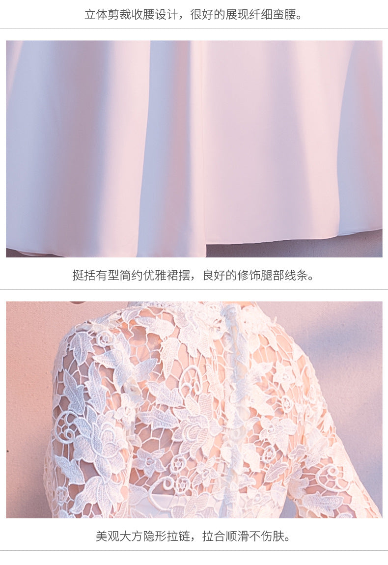 White Evening Dress Skirt Female 2024 New Daily Style Fairy Banquet Temperament Student Chorus Performance