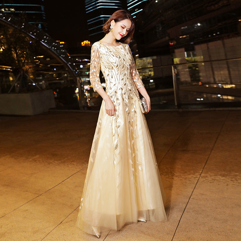 Fall 2024 New Evening Dress Women's Small Slim Student Host People's Congress Choir Anniversary Performance Costume