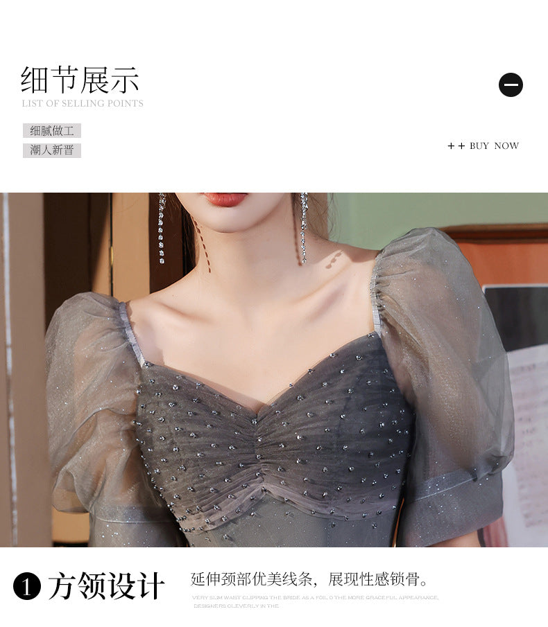 French Evening Dress for Women Light Luxury Minority High-End Banquet Elegant Art Exam High Sense Adult Formal Dress Dress Summer