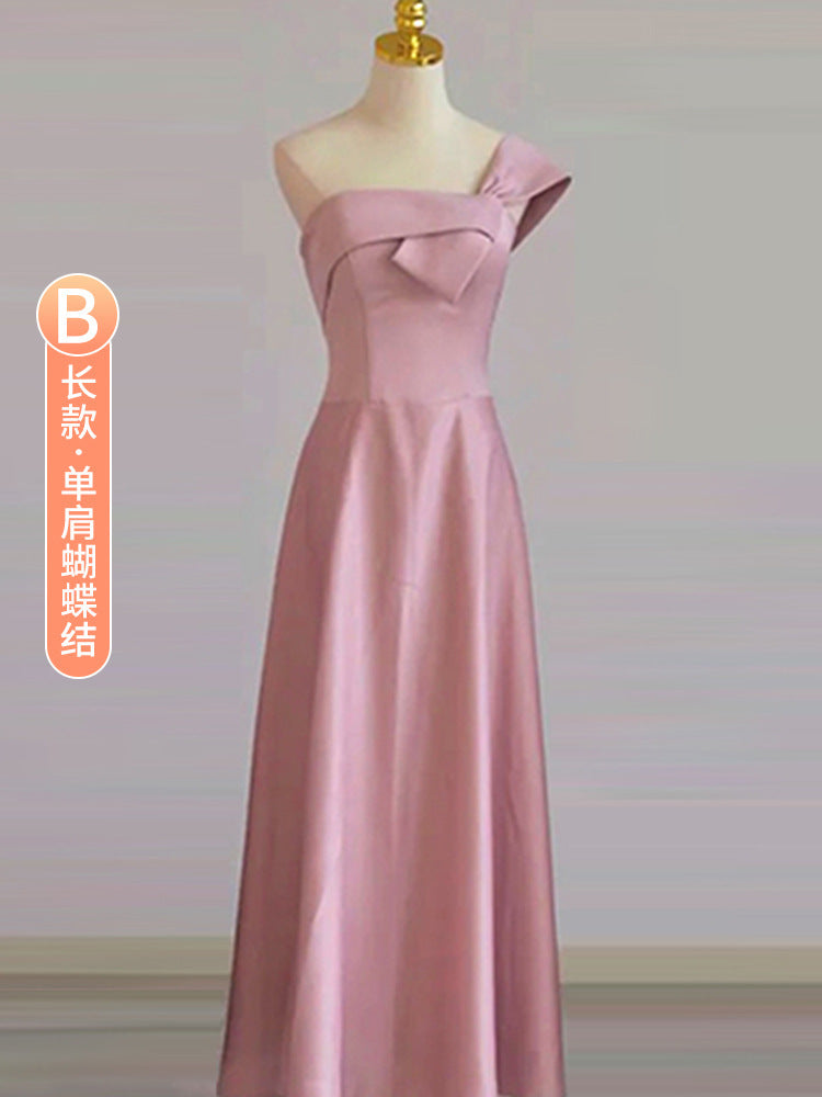 Bridesmaid Dress for Women 2024 New Summer Pink Small Wedding Daily Style Fairy Temperament Ladybros' Dress Women