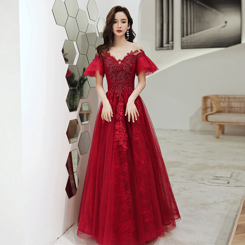 TOAST Clothing Bride 2024 New Autumn Red, Long Marriage Engagement Slimming Bridal Evening Dress Women's Jumpsuit