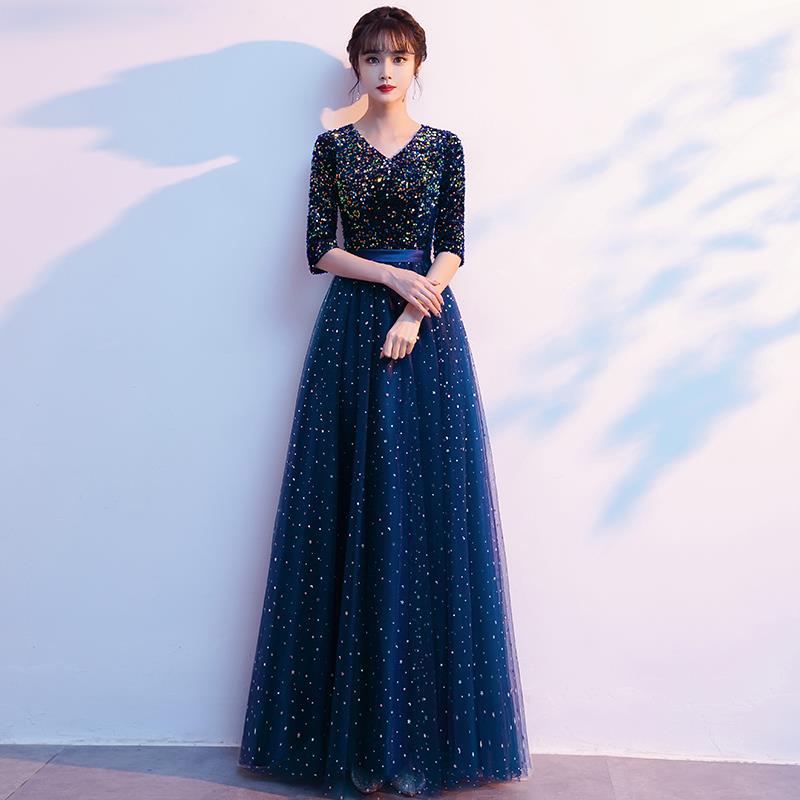 Evening Dress Sequin Green Long Dresses For Women Red Blue Skirt H990