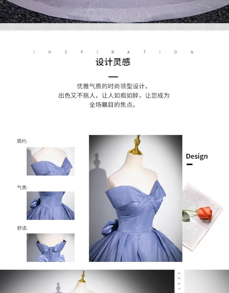 Blue Gradient Evening Dress 2024 New High Sense Host Solo Vocal Music Art Test Fairy Tube Top Dress