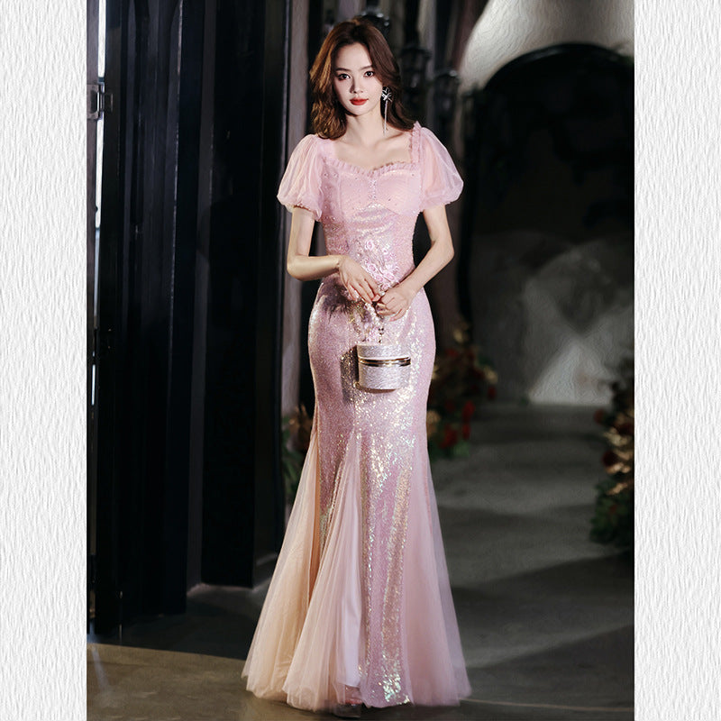 French Evening Dress Women's Banquet 2024 Fairy High-End Affordable Luxury Niche Dinner High-End High Sense Host Adult