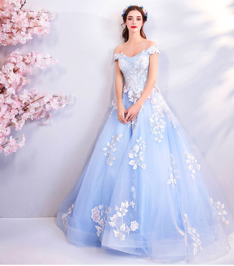 Super Fairy Wedding Dress 2024 Autumn Blue Flower Art Exam Catwalk Fashion Trend Foreign Trade Banquet Evening Dress for Women
