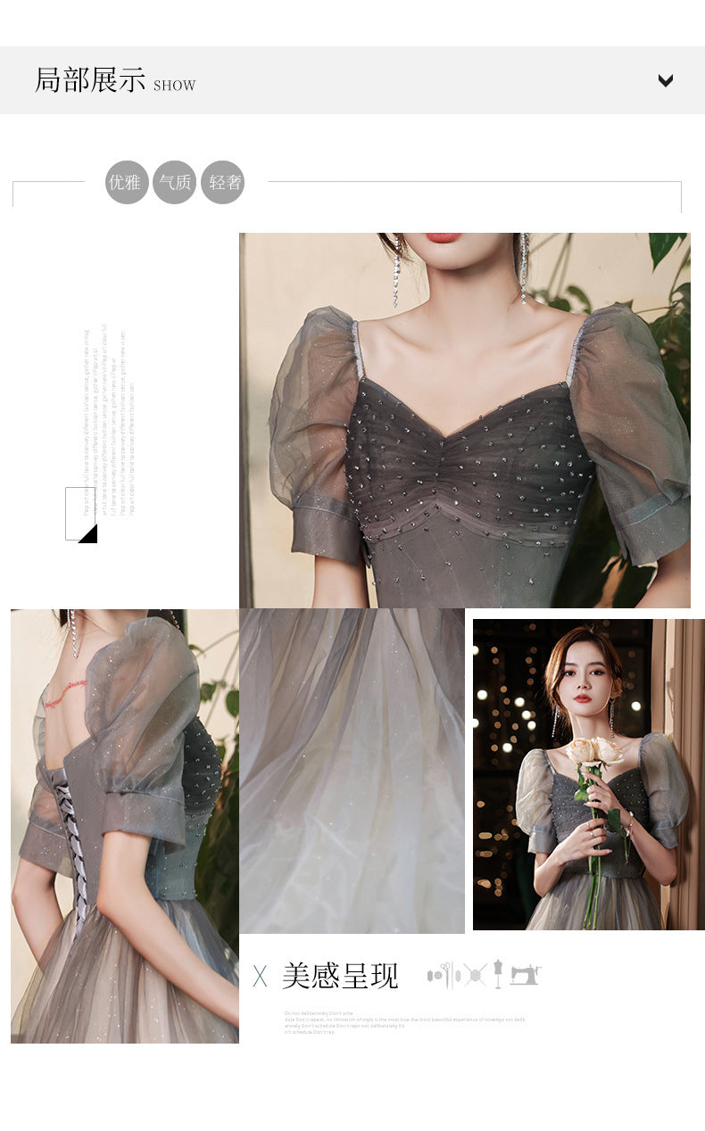 French Evening Dress for Women Light Luxury Minority High-End Banquet Elegant Art Exam High Sense Adult Formal Dress Dress Summer