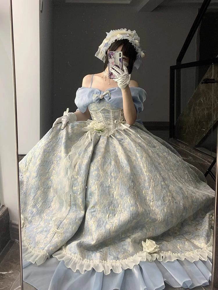 Blue Princess Dress Dress Lolita Dress Female Adult Ceremony Lolita Heavy Industry Trailing Pettiskirt Female Fashion