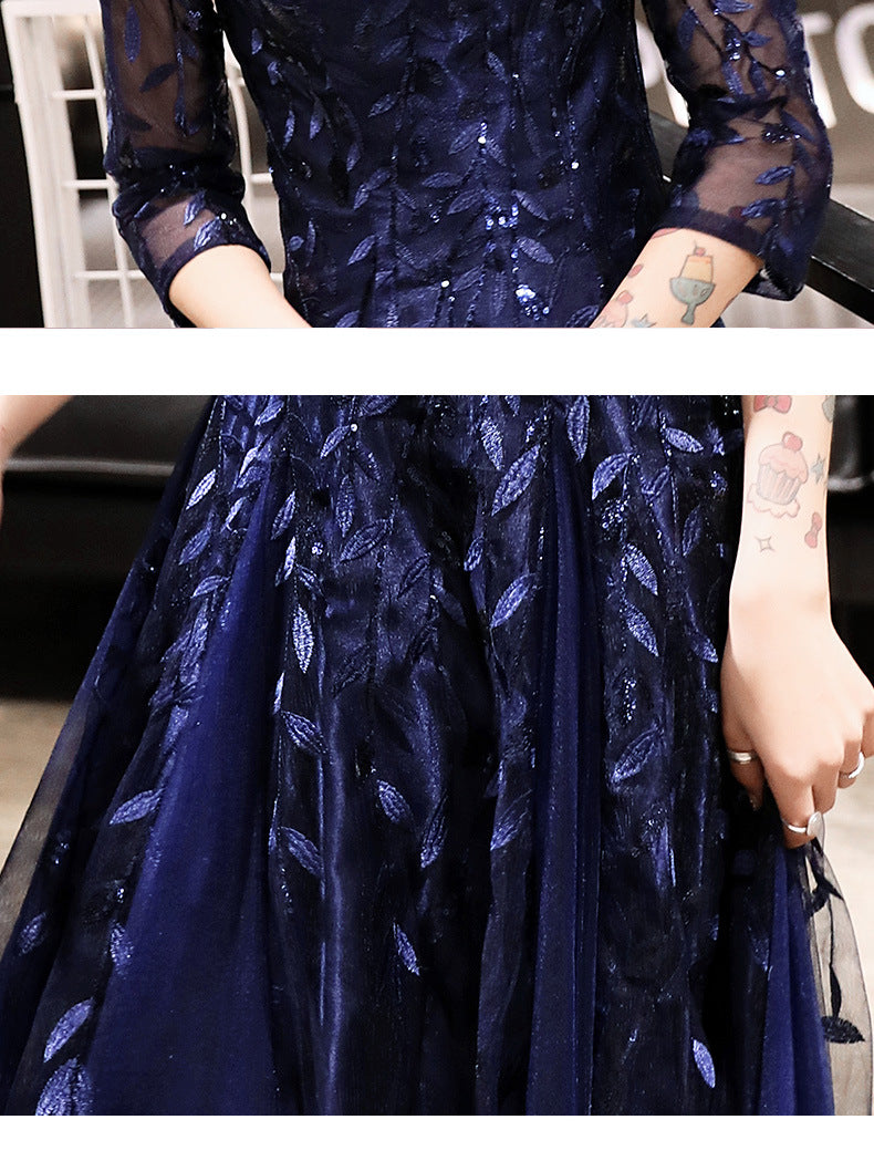 Fall 2024 New Evening Dress Women's Small Slim Student Host People's Congress Choir Anniversary Performance Costume